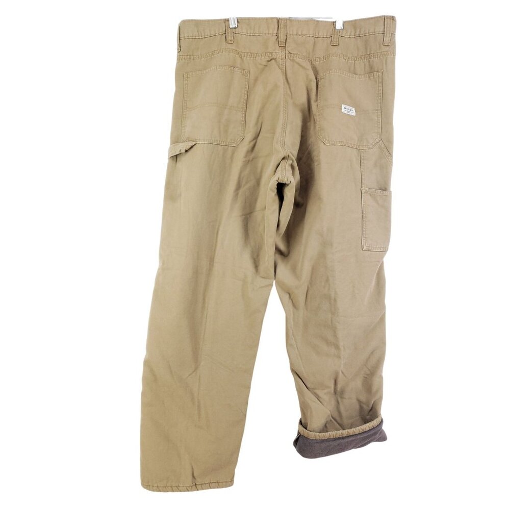 Carhartt Mens 40x32 Khaki Fleece Lined Work Pants With Pockets